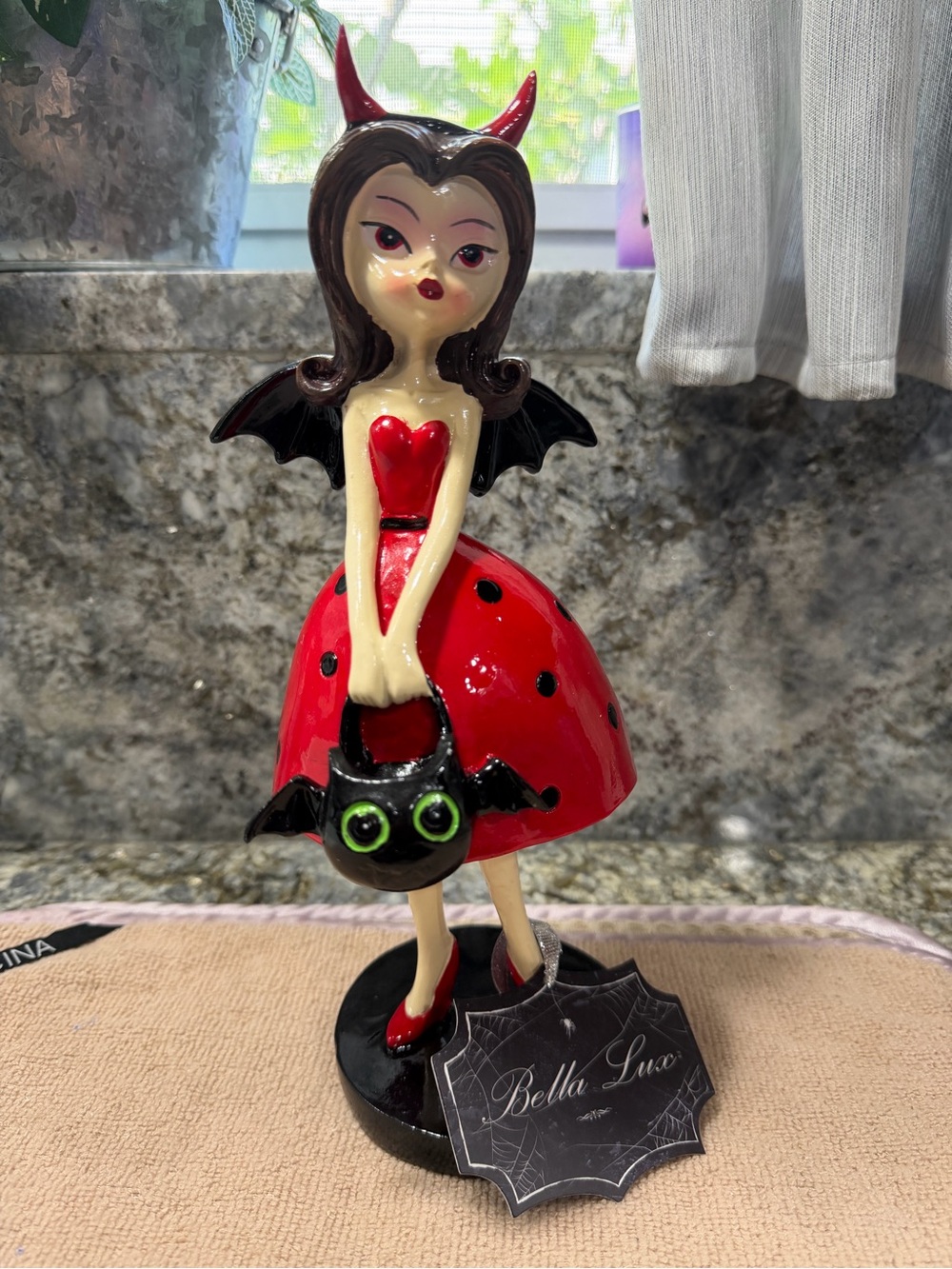 Bella Lux Devil Girl Halloween Figurine with Bat Purse | NWT 11”